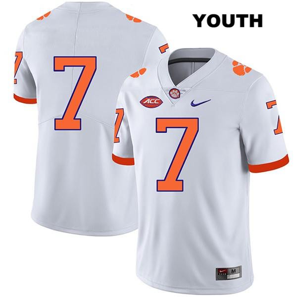 Youth Clemson Tigers #7 Chase Brice Stitched White Legend Authentic Nike No Name NCAA College Football Jersey SFR1346GI